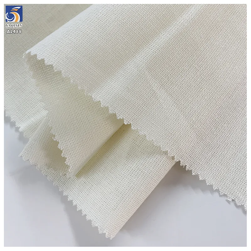 A2488 High Quality 20S 130gsm Washed Linen 100% Cotton Fabric Wholesale Price Cotton Linen Fabric for Casual Shirts Dres
