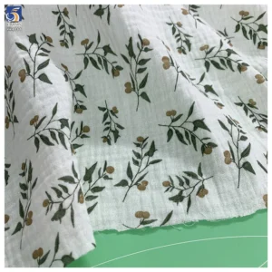 YX1368 120gsm Breathable Comfortable Crinkled 100% Cotton Double Crepe Muslin Fabric Bibs Clothes Baby Printed Cotton Fabric