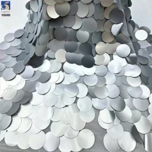 YX1652 40mm Large Paillette Fabric Oversized Round Sequin Textile for Evening Dress Gown and High Fashion Apparel