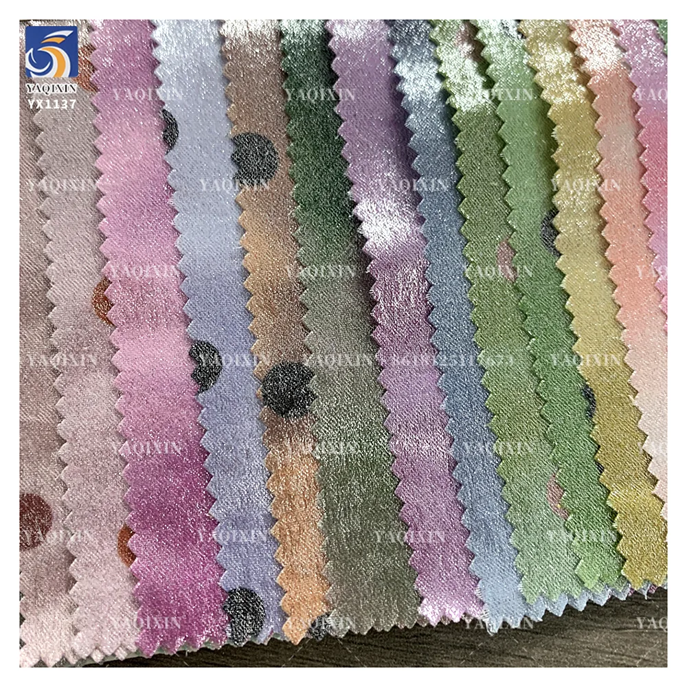YX1137 120gsm Hot Stamping Gradient Lustrous Black Polka Dots Fabric 2 Yards Stretch Knit Women's Clothing Dots Fabric