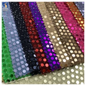 YX1283 300gsm 2 Yards Dense Solid Color Sequins Fabric Stretch Prom Dress Polka Dot Lurex Shiny Sequins Fabric