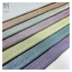 LF002-1 High Quality Glitter 95% Polyester 5% Spandex Lurex Rib Knit Stripe Fabric for Party Dress