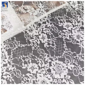 YX1534 Large Floral Non Stretch Polyester Jacquard Chantilly Mesh Lace Fabric for Women's Dresses and Fashion Apparel