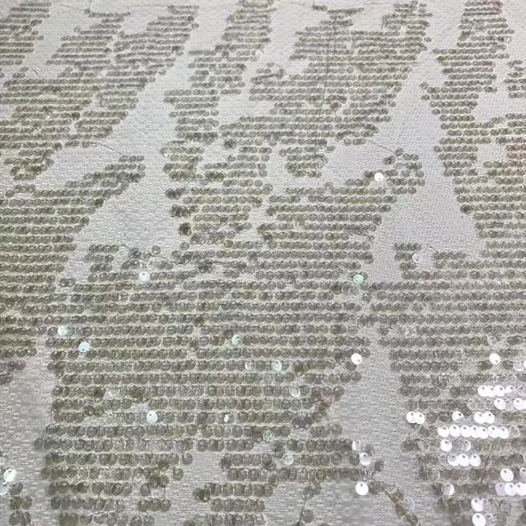 YX1418 250gsm 5mm Transparent Silver Dots Sequins 100% Polyester Tulle Fabric Fashionable Evening Dress Sequin Fabric