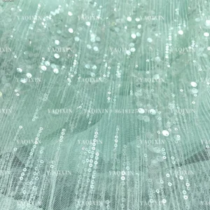 YX747 2026 New 150gsm Pleated Tulle Fabric With Transparent Sequin High-End French Fashion Dress Fabric