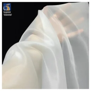 YX446 High Quality High Density Thickened 70 Gsm Polyester White Organza Fabric for Model Catwalk Dress