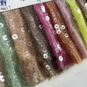 YX1604 250gsm 5mm Clear Sequin Mesh Fabric Stretch Transparent Sequin Textile for Dresses Lingerie and Fashion Apparel