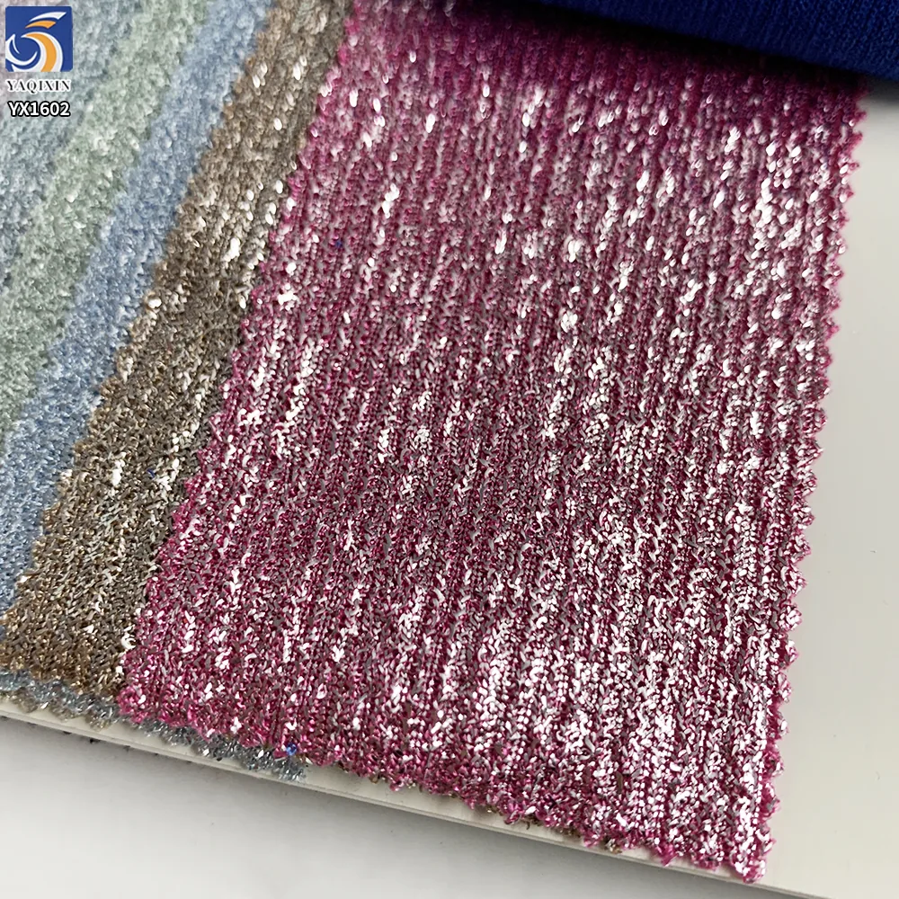 YX1602 Metallic Foil Fabric Firm Knit 100 Polyester Material for Corset Bodice Evening Gown and Structured Fashion