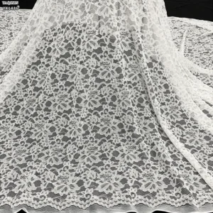 YX1486 Wholesale White Polyester Floral Lace Fabric for Dressmaking Apparel and Garment Vintage