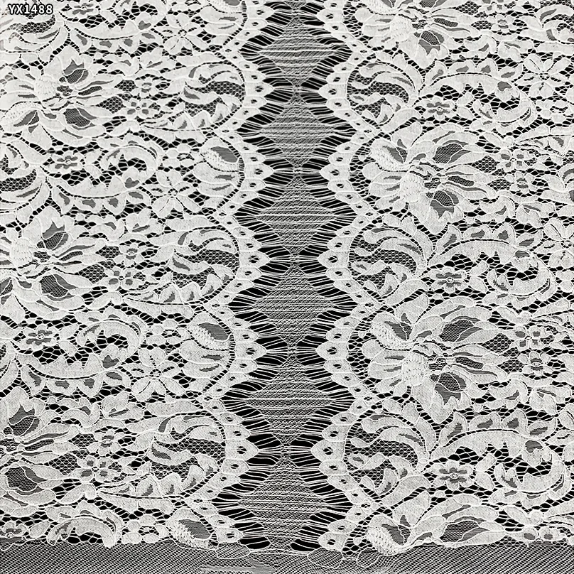 YX1488 Beige 70% Cotton 30% Nylon Lace With Raised Floral Texture for Gowns Bodices Sleeves and Fashion Tops
