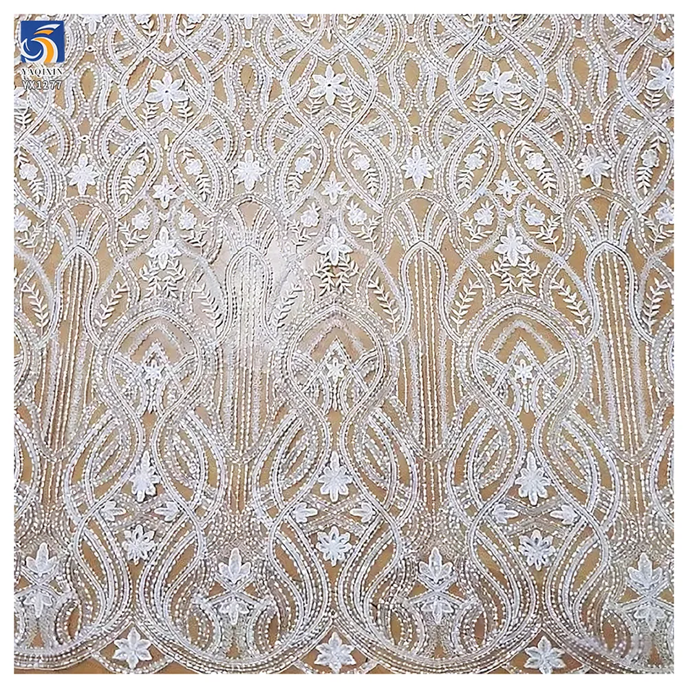 YX1277 Noble and Luxurious Water-Soluble Embroidered Wedding Dress Fabric Bridal Tulle Competitive Prices Wedding Lace Fabric