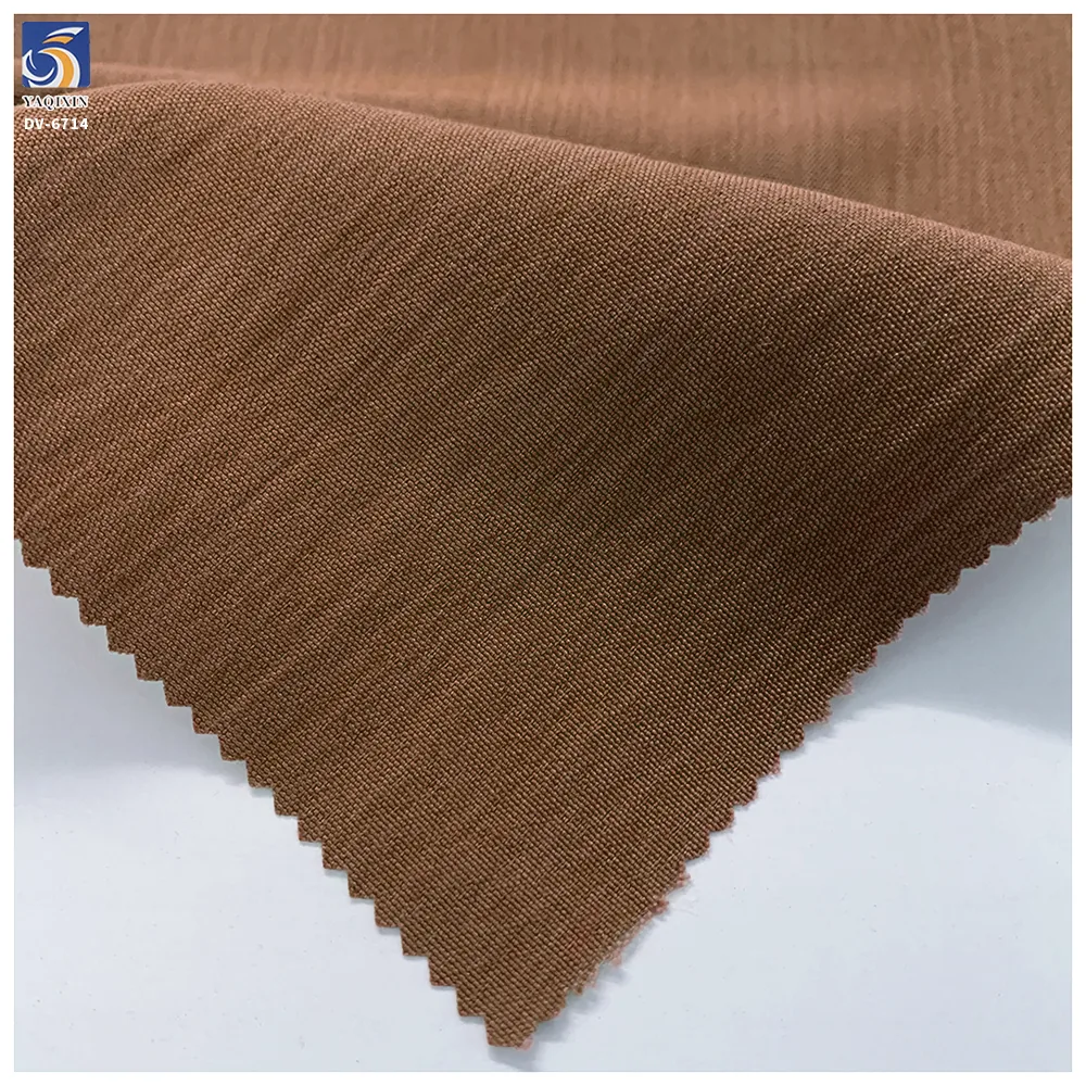 DV-6714 Cheap Wholesale 135g Brown Fashion 70% Polyester 30% Nylon Micro Crinkle Chiffon Fabric Airy for Womens Blouse RTS