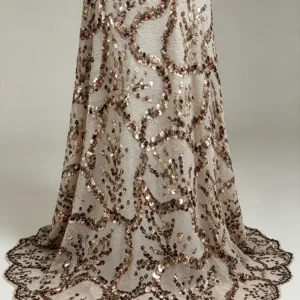 YX1598 Embroidered Sequin Lace Fabric Elegant Floral Mesh for Couture Dress Formalwear and Fashion Design