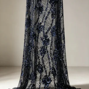 YX1596 Embroidered Sequin Lace Fabric Sparkly Floral Mesh for Dresses Gowns and Designer Womenswear
