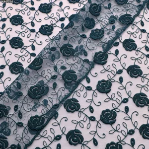 YX1026 Romantic Embroidered Rose Floral Mesh Fabric for Chinese Valentine's Day Beauty Dresses Embroidered Tulle Fabrics