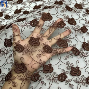 YX1018 2026 Latest Design Polyester Roses Flowers China Embroidery Fabric Poly Mesh Fabrics for Home Textiles and Clothing