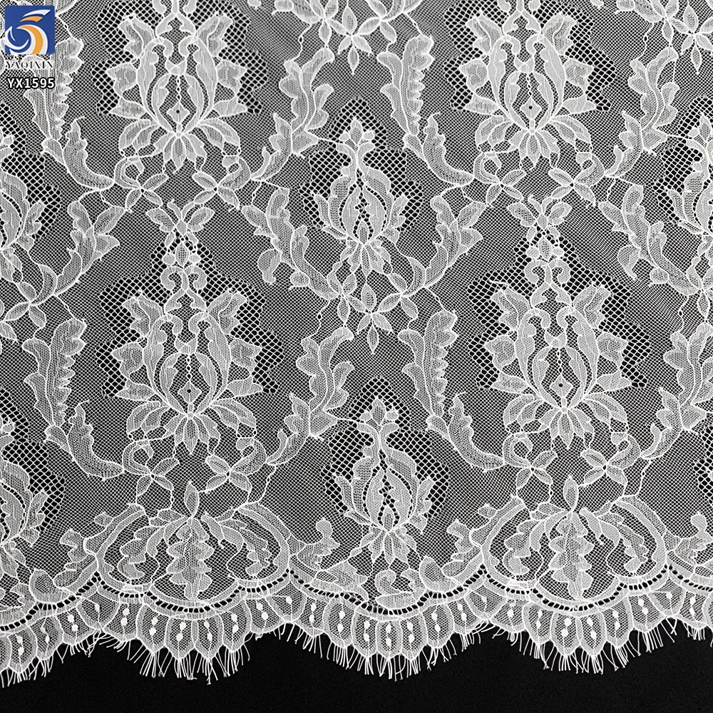 YX1595 280GSM Thick Eyelash Lace Fabric Dense Floral Mesh for Wedding Dresses Bridal Gowns and Formal Wear