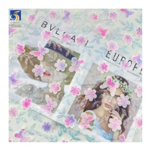 YX808 Butterfly Floral 3D Embroidery Knitted Mesh Fabric With Small Sequins Shiny Girl's Princess Dress Tulle Fabric