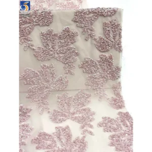 YX1528 Wholesale Shiny Floral Sequin Embroidery Chiffon Fabric for Evening Dress