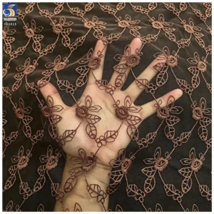 YX1013 Cheap Solid Color Florals Embroidery Custom Picture Tulle Mesh Fabric Textiles for Women's Garments Embroidery Fabric