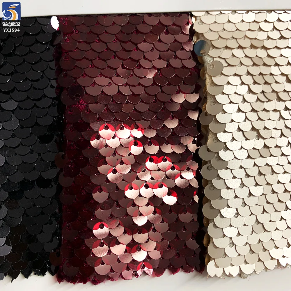 YX1594 Fish Scale Sequin Fabric 5MM Dense Shiny Sequins for Dresses Gowns Stage Wear and Fashion Apparel