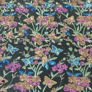 YX1224 African Colorful Sequins Embroidered Lace Fabric Hot Sales Popular Chinese Designer Floral Lace Sequin Fabric Textiles