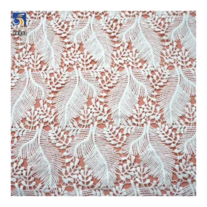 YX933 Latest Design 150gsm Water Soluble Feather Lace Fabric High Quality Full-Length Milk Silk Eyelash Lace Dress Fabric