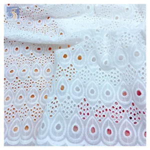 White Dry Lace Fabric 100 Cotton Lace Fabric for African Wedding Eyelet Embroidery Cotton Swiss Voile Lace Fabric