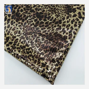YX787 Wholesale Popular Knitted 95% Polyester 5% Spandex Four-Way Stretch Snake Leopard Print Gold Foil Print Fabric