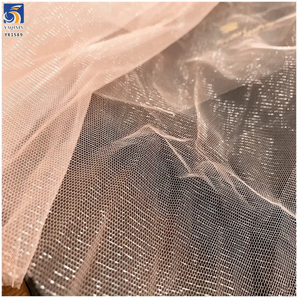 YX1589 Glossy Tulle Fabric Sheer Transparent Mesh 20D Polyester for Bridal Wedding Gowns and Evening Dresses