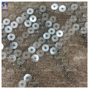 YX265-1 High-Shine Flexible 10 Colors Available 5mm Crystal Embroidery Stretch Mesh Fabric for Women Fashion Dress
