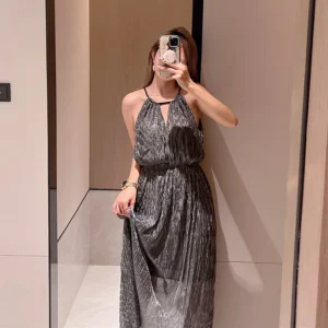 New Fashion Dance Dress Crepe Fabric 100%Polyester Knitted Strip Pleats Shiny Stretch Lurex Mesh Fabric