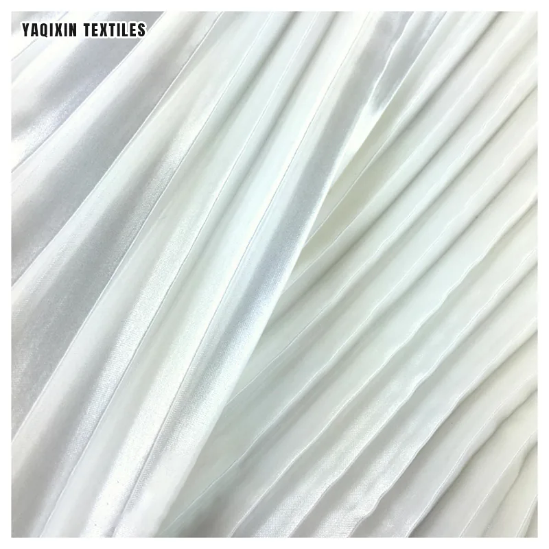 Golden Polyester Shiny Accordion Pleated Satin Fabric High-End Opaque Dress Duchess Satin Like Silk Fabric