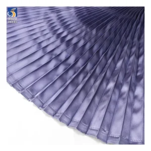 YX931 Lilac 3cm 100 Polyester Satin Pleated Fabric Stretch Glossy Silk Satin Accordion Pleated Fabric for Ladies Dresses