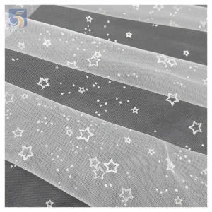 SG08 Wholesale Customized Glitter Silver Stars Tulle Soft Mesh Children's Dress Fabrics