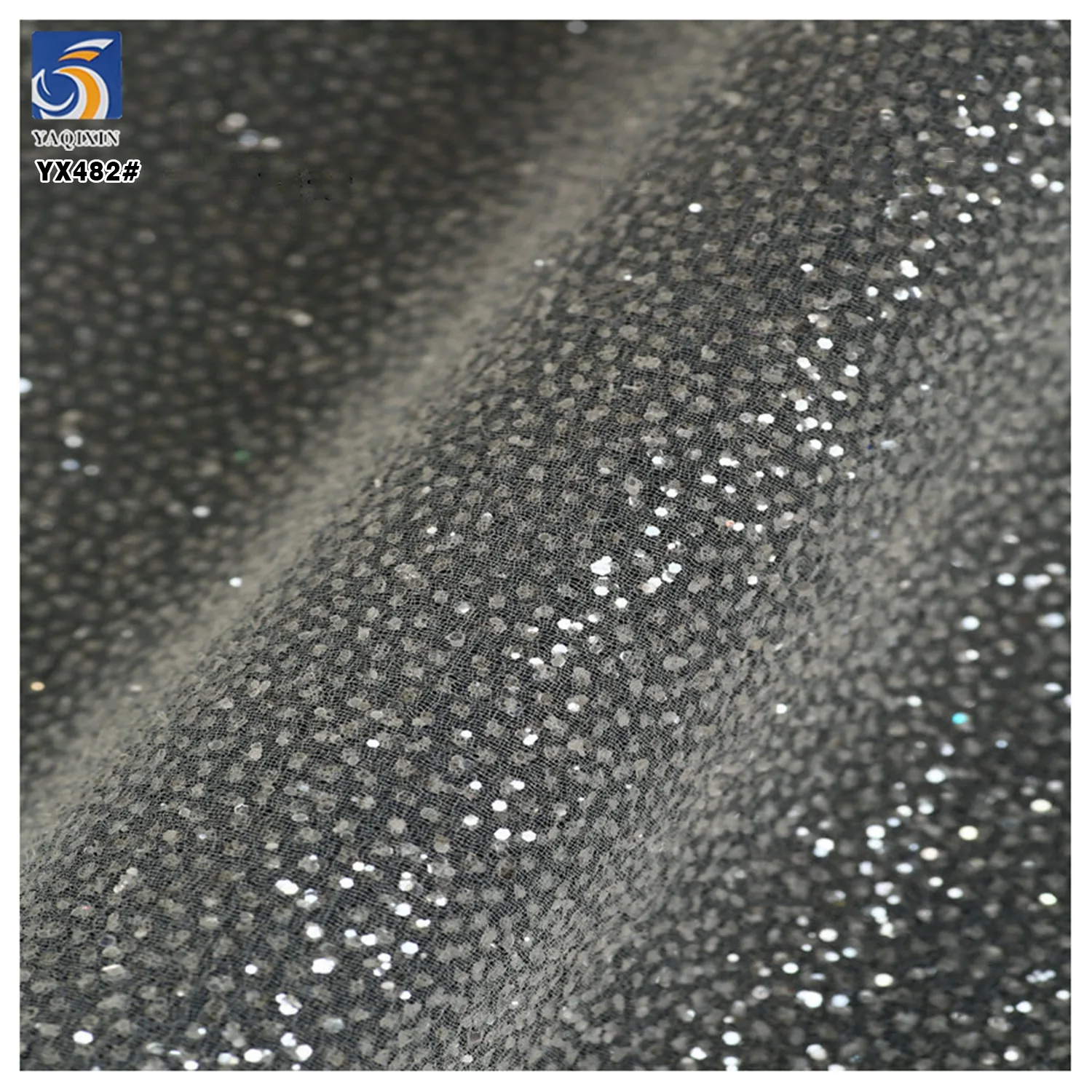 YX482 Silver Sparkle Dust Glitter Tulle Mesh Fabric for Bridal Wedding Dress