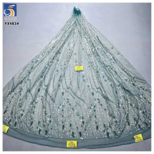 YX483 China Custom Lace Wedding Tulle Fabrics Luxury Sparkle Glitter Mesh Tulle Fabric for Middle Eastern Bride