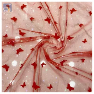 Factory Reasonable Price 3D Butterfly Lace Fabric Tulle Beautiful 3D Polyester Fabric Wholesale
