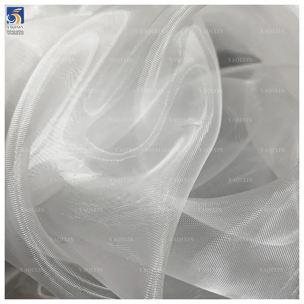 YX1172 High Quality 1 Yard Transparent Polyester Soft and Lustrous Silk Organza Fabric Cheap Solid Color Organza Fabrics