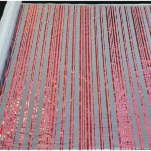 YX458 New Stripes Tulle Hot Foil Stamping Print Polyester Mesh Christmas Striped Fabric Candy Cane Stripes Tulle Fabric
