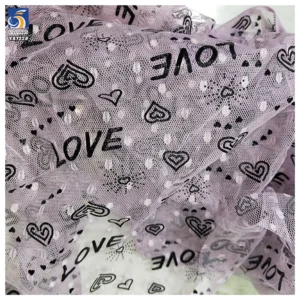YX722 Valentine's Day Jacquard Tulle Fabric With Black Heart Pattern Lightweight Mesh Fabric for Dresses Crafts