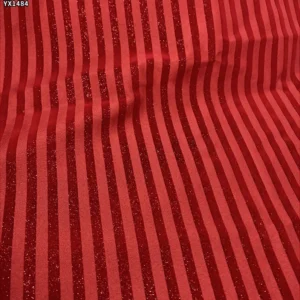 YX1484 160gsm Custom Polyester Glitter Stripe Flocked Canvas Fabric for Halloween Garments Party Decor