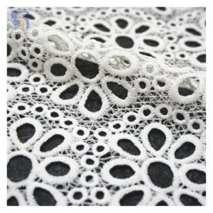 YX2440 Reasonable Price African Lace Fabric White Hollow Out Eyelet Water Soluble Embroidery Milk Silk Lace Fabric