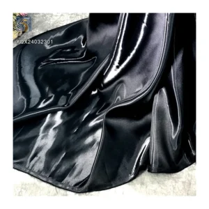 Metallic Reflective Silky 150gsm 100% Polyester High Water Glossy Liquid Black Satin Fabric Shiny Satin Organza Fabric