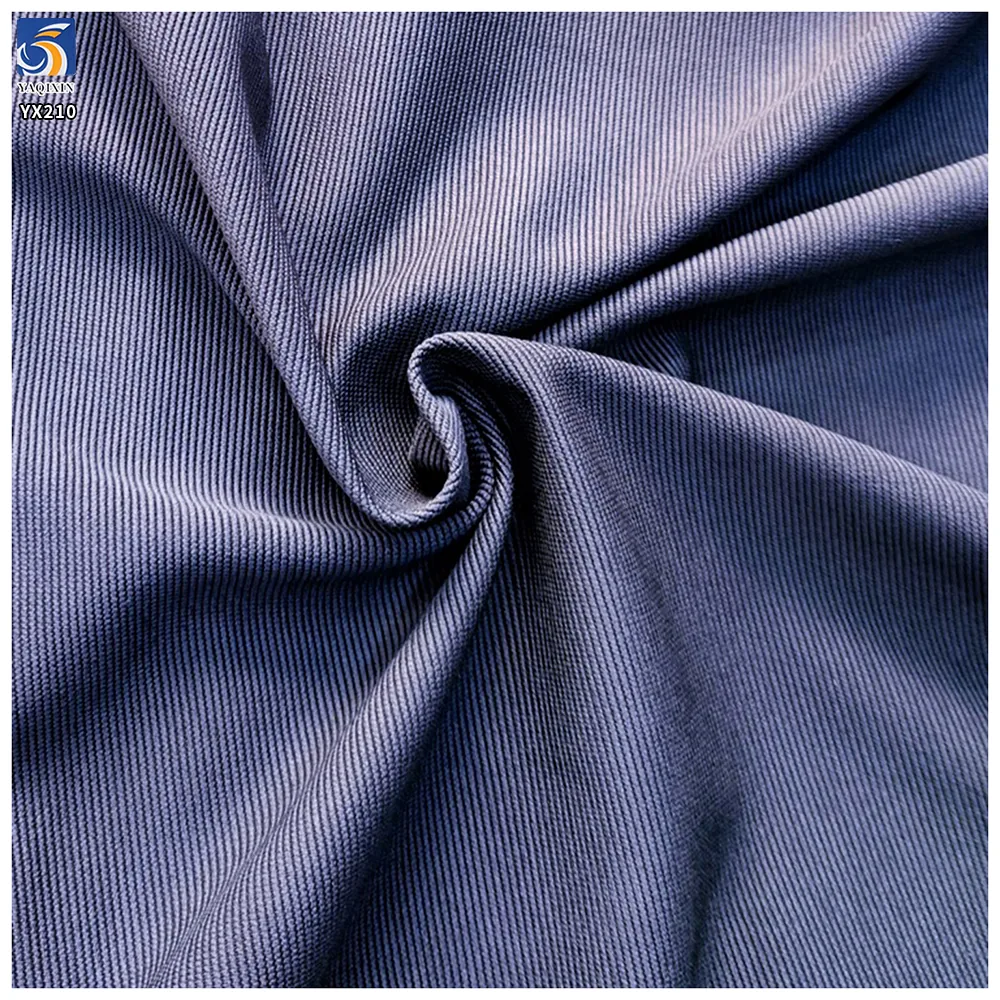 YX210 Plain Dyed 280gsm Horizontal Pinstripe 98 Cotton 2 Spandex 21 Wale Stretch Corduroy Fabric for Women Trousers