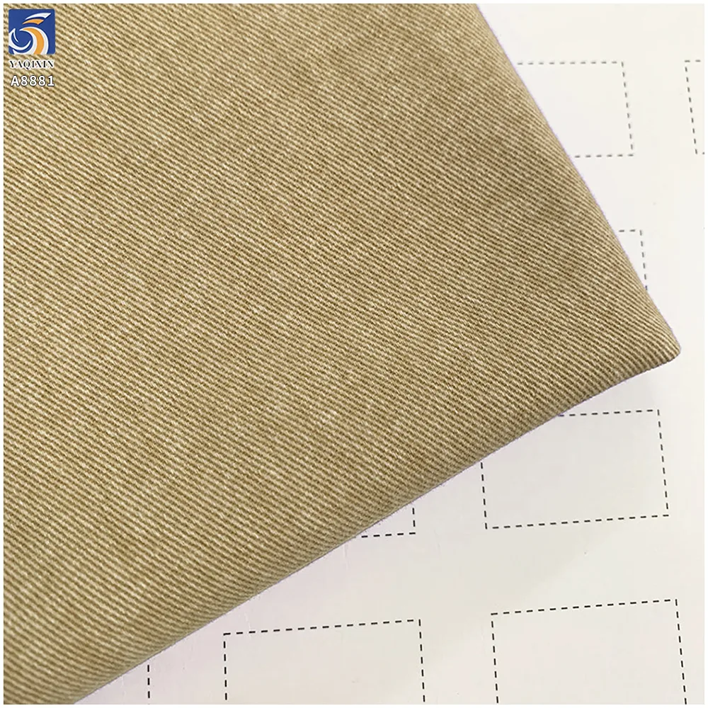 A8881 16*12 280g Top Quality Cotton Twill Fabrics for Shirts Woven Washed Earthy Yellow 100% Cotton Twill Clothing Fabric