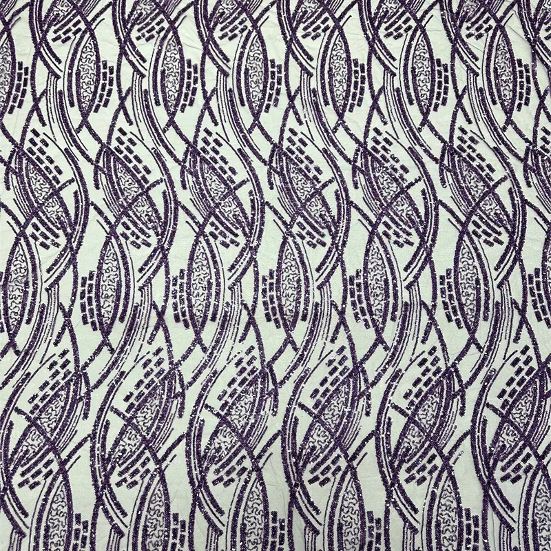 YX560 African Sequin Nigerian Lace Fabric 2025 Glittering Metallic Sequined Lace Fabric for Dance Dresses