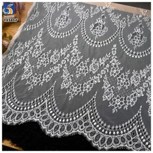 YX586 Readymade French Wide 1.5m Eyelash Lace Fabric Polyester Home Textile Curtain Eyelash Lace Fabrics