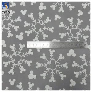 YX597-1 Factory Low MOQ Custom Glitter Tulle Mesh Fabric, White Snowflake Printed Net Fabric For Kids Party Dress