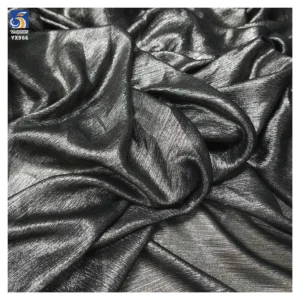 YX966 Holographic Lurex Crinkle Chiffon 100% Polyester Gold Foil Wrinkled Textured Fabric for Wedding Evening Party Dresses